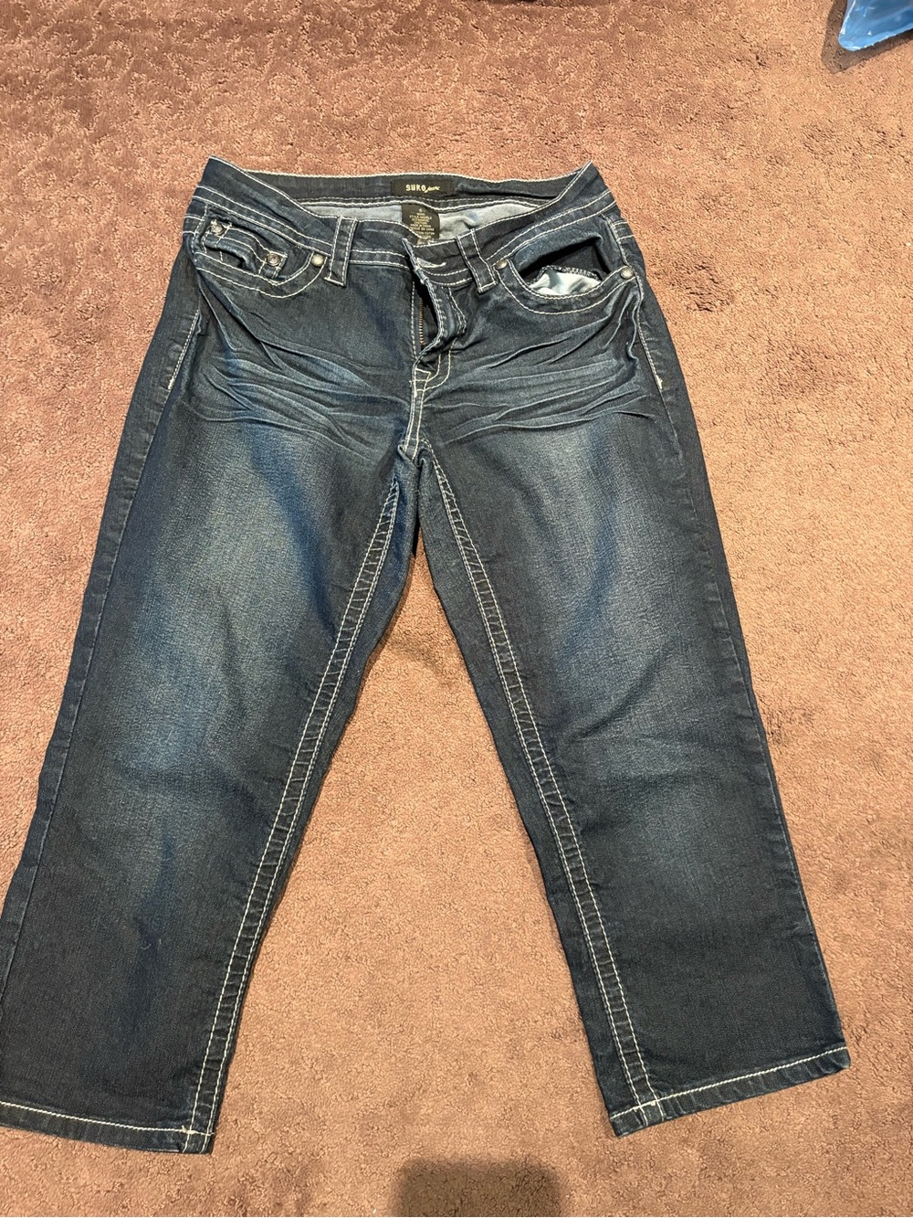 Dark Blue Women's Straight-Leg Capris